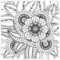 ornamento decorativo fiore mehndi in stile etnico orientale, ornamento scarabocchio, disegno a mano contorno. pagina del libro da colorare. vettore