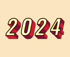 2024 contento nuovo anno astratto rosa grafico design vettore logo simbolo illustrazione