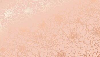 metallico sventato crisantemo fiori nel mano disegnato linea arte su calma corallo sfondo. lussuoso arte deco sfondo design per Stampa, manifesto, coperchio, striscione, tessuto, invito. vettore