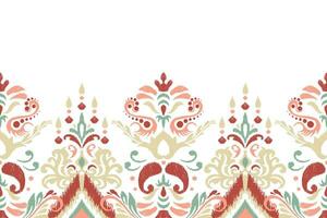 ikat floreale paisley ricamo su bianca sfondo.ikat etnico orientale modello tradizionale.azteco stile astratto vettore illustrazione.disegno per trama, tessuto, abbigliamento, avvolgimento, decorazione, pareo, sciarpa