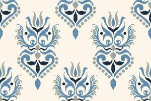 ikat floreale paisley ricamo su bianca sfondo.ikat etnico orientale senza soluzione di continuità modello tradizionale.azteco stile astratto vettore illustrazione.disegno per trama, tessuto, abbigliamento, avvolgimento, decorazione.