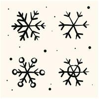 scarabocchio Linea arte i fiocchi di neve scarabocchio collezione inverno neve simboli vettore