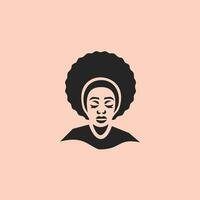 bellissimo africano femmina personaggio silhouette logo design vettore