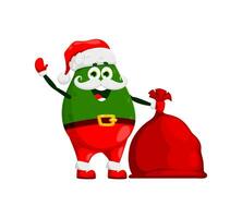 Natale avocado nel Santa cappello con i regali Borsa vettore