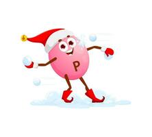 Natale cartone animato vitamina p giocando palle di neve vettore