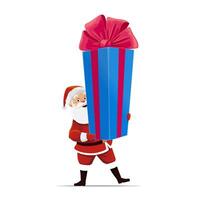cartone animato Santa con gigante regalo scatola per Natale vettore