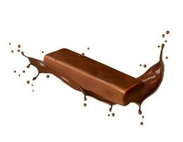 cioccolato bar con corona spruzzo 3d vettore dolce