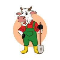 mucca cartone animato vettore. animale azienda agricola illustrazione vettore