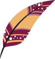 piuma di uccello stilizzata decorativa. illustrazione scritta a mano. piuma in calde tonalità estive per la stampa. vettore
