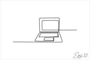 continuo linea vettore illustrazione design di il computer portatile