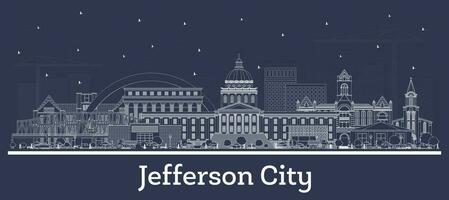 schema Jefferson città Missouri città orizzonte con bianca edifici. attività commerciale viaggio e turismo concetto con storico architettura. Jefferson città Stati Uniti d'America paesaggio urbano con punti di riferimento. vettore