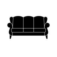 elegante confortevole divano icona isolato su bianca sfondo. divano interno di un' vivente camera o ufficio. morbido mobilia per riposo e rilassamento casa. vettore illustrazione.