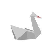 origami carta cigno nel un' piatto stile isolato su bianca. arte di carta pieghevole. Giappone origami gru. carta figura cigno giocattolo icona. cartone animato geometrico selvaggio animale sagomato figure. vettore illustrazione.
