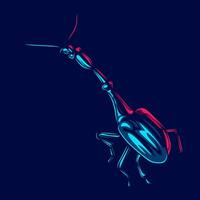 scarafaggio logo neon linea arte ritratto colorato design con buio sfondo. astratto vettore illustrazione. coleotteri insetti genere.