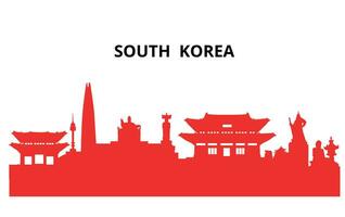 Sud Corea punto di riferimento sagome, vettore e illustrazione.