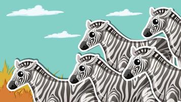 disegno delle miniature con il gruppo zebra vettore