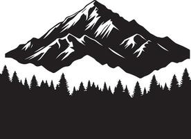 montagna con foresta vettore silhouette illustrazione nero colore