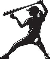 baseball giocatore vettore silhouette, silhouette, nero colore