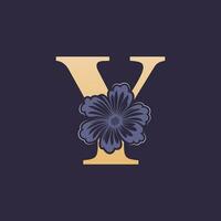 floreale alfabeto y logo con fiore. iniziale lettera y logo modello vettore