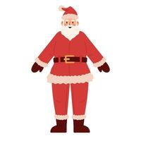 Santa Claus personaggio davanti Visualizza, adatto per animazione. Santa nel un' rosso completo da uomo e cappello sta in piedi, vettore illustrazione isolato su un' bianca sfondo.