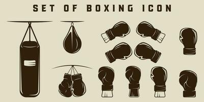 impostato di boxe icona vettore illustrazione modello grafico design. fascio collezione di vario attrezzo attrezzatura per combattimento sport cartello o simbolo