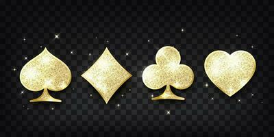 poker carte completo da uomo. quattro casinò giocando carta d'oro luccichio simboli. design elemento. vettore illustrazione