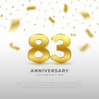 83th anniversario celebrazione con oro luccichio colore e nero sfondo. vettore design per celebrazioni, invito carte e saluto carte.