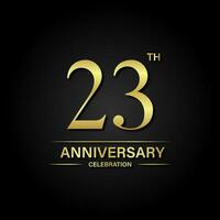 23 anniversario celebrazione con oro colore e nero sfondo. vettore design per celebrazioni, invito carte e saluto carte.