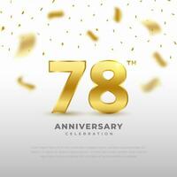 78 ° anniversario celebrazione con oro luccichio colore e nero sfondo. vettore design per celebrazioni, invito carte e saluto carte.
