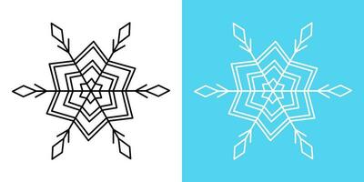 i fiocchi di neve schema isolato illustrazione magro linea nero e bianca contorno Natale oggetto per il tuo inverno design vettore