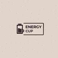 Logo della vecchia scuola della tazza di caffè della batteria di energia vettore