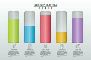 vettore Infografica attività commerciale dati processi grafico elemento 5 fare un passo. modello per presentazione.