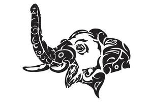 elefante testa tatuaggio design vettore