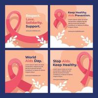 raccolta di social media per la giornata mondiale dell'aids vettore