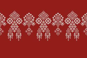 etnico geometrico tessuto modello attraversare punto.ikat ricamo etnico orientale pixel modello rosso sfondo. astratto, vettore, illustrazione. trama, abbigliamento, cornice, decorazione, motivi, seta sfondo. vettore