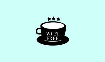 un' tazza di nero caffè con il parole gratuito Wi-Fi vettore