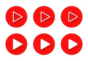 giocare pulsante icona vettore nel rosso cerchio. streaming video simbolo con ombra