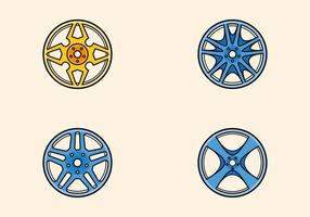 set di illustrazione vettoriale della ruota dell'auto