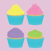 Cupcake collezione piatto illustrazione vettore