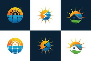 collezione di sole solare energia logo design con solare pannello Tech vettore