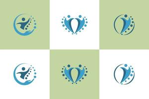 collezione di chiropratica logo design con colonna vertebrale concetto vettore
