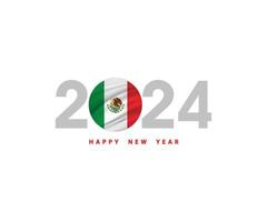 il nuovo anno 2024 con il messicano bandiera e simbolo, 2024 contento nuovo anno Messico logo testo disegno, esso può uso il calendario, desiderio carta, manifesto, striscione, Stampa e digitale media, eccetera. vettore illustrazione