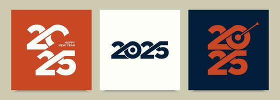 contento nuovo anno 2025 con tipografia numero design. vettore