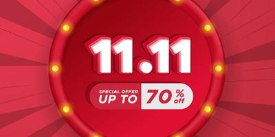 11.11 vendita offerta banner sconto promozione single day vettore