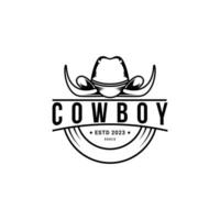 cowboy cappello rodeo logo design Vintage ▾ retrò stile vettore