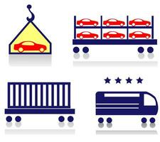 auto consegna icona. distribuzione spedizione logistica impostato etichetta. camion, nave, aereo, trasporto, consegna, carico, trasporto, itinerario pianificazione e logistica altro elemento. vettore