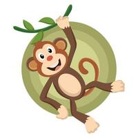 scimmia personaggio vettore sospeso nel giungla