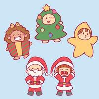 carino cartone animato bambini indossare Natale vacanza costume vettore arti. vacanza stagione vettore arti