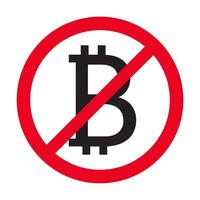 no bitcoin piatto icona vettore.rosso divieto cartello. esso è proibito criptovaluta. finanza concetto. vettore