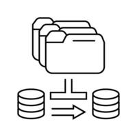 dati migrazione analista linea icona vettore illustrazione